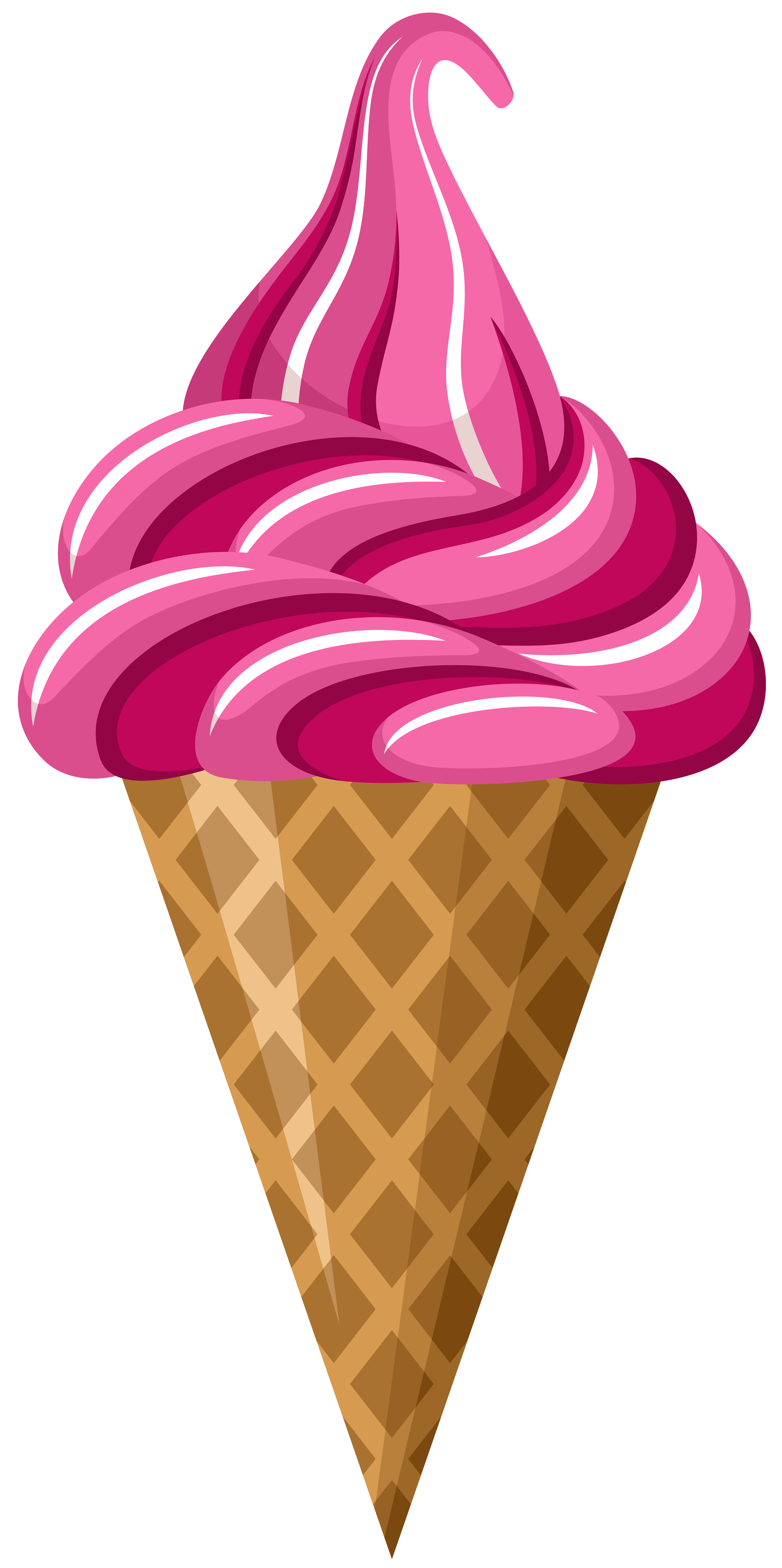 Pink ice cream cone. Sundae clipart outline