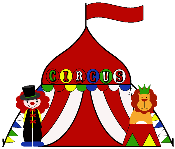 Words clipart circus. Birthday invitation all colors