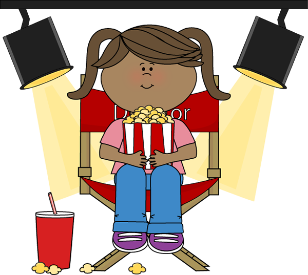 Girl eating in director. Circus clipart popcorn