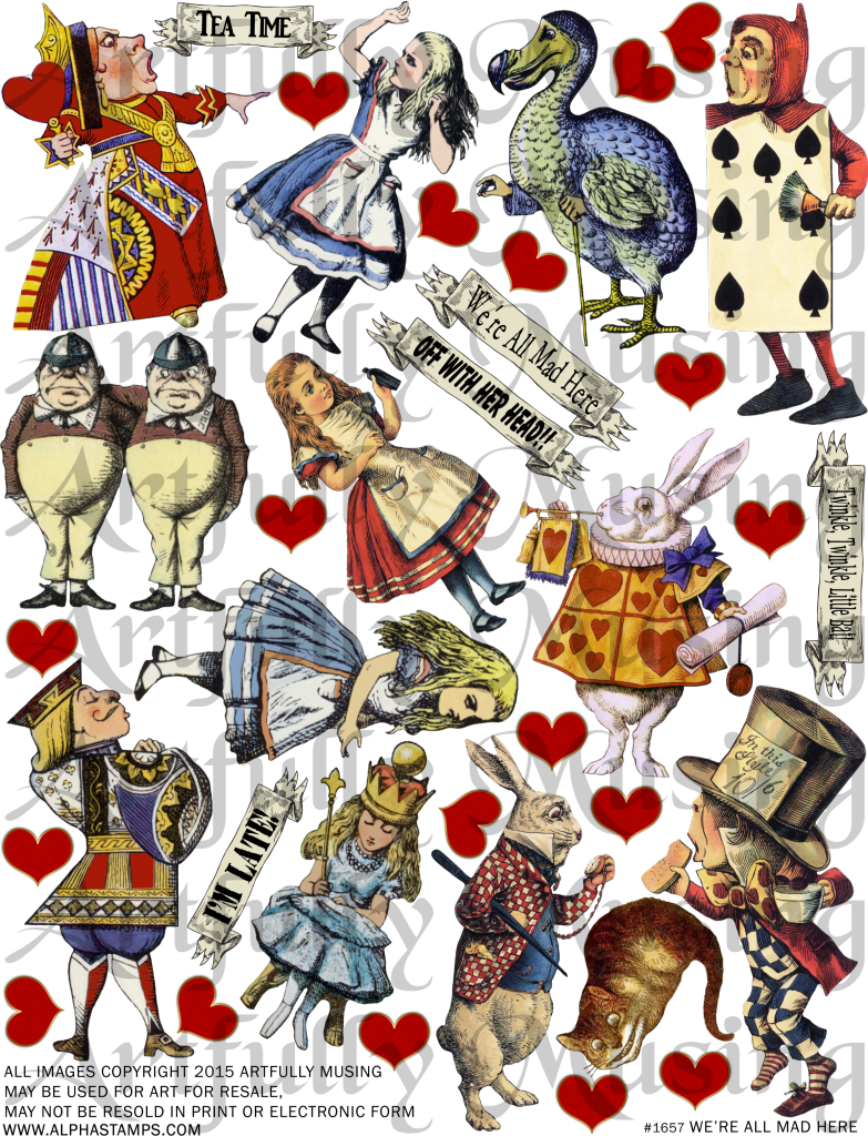 Artfully musing alice in. Clipart family collage