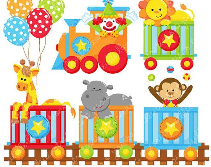 Circus clipart train. Labels cute digital commercial