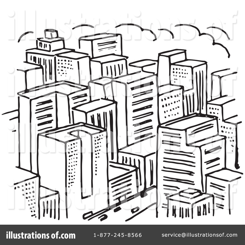 city clipart black and white