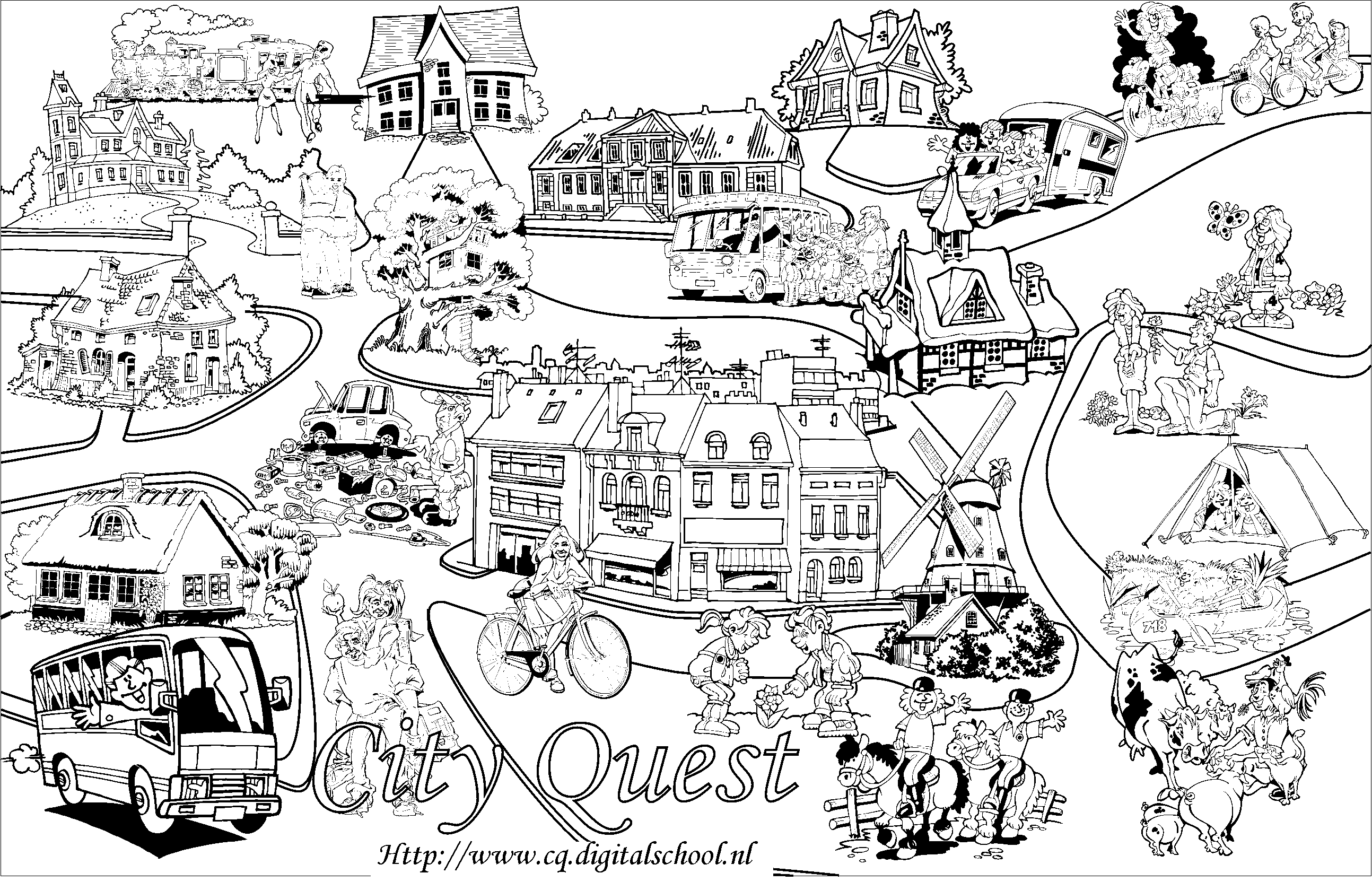 city clipart coloring page