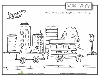 City printables pages . Cityscape clipart coloring page