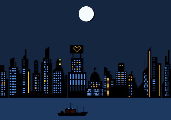 city clipart night time