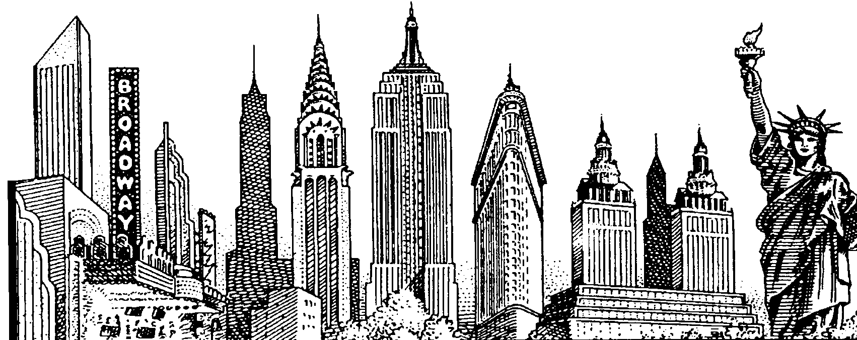 New york sketch email. Skyline clipart city skyscraper