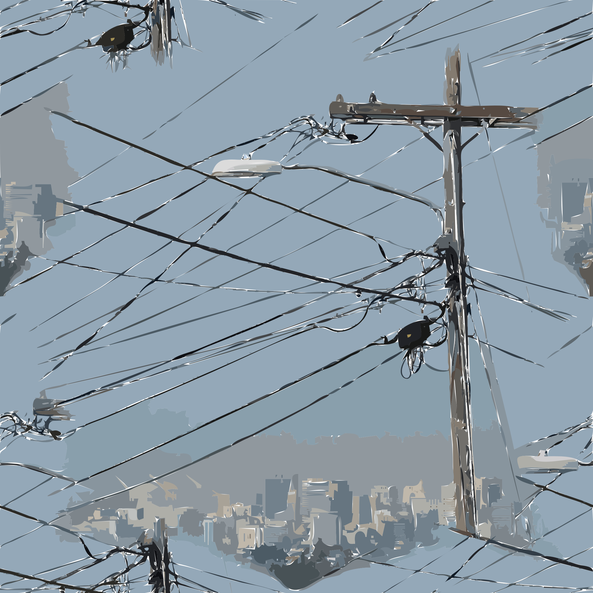 Electric clipart power up. Lines city skyline oakland