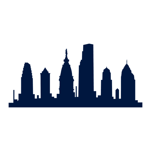 Philadelphia skyline silhouette transparent. City vector png