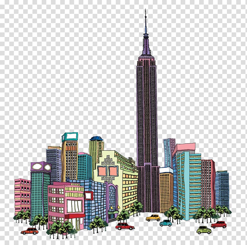 Empire state high rise. Cityscape clipart business building