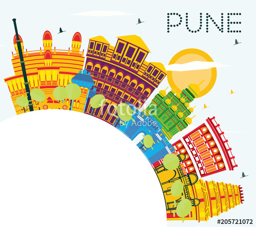 Cityscape clipart city pune. India skyline with color