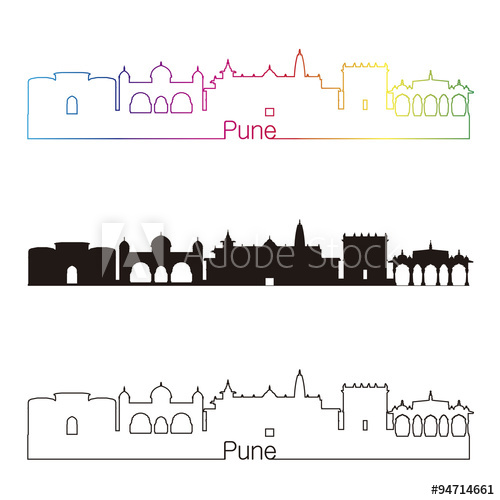Skyline linear style with. Cityscape clipart city pune