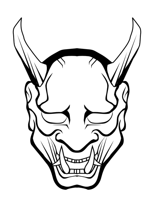 Demon evil mask graphics. Vampire clipart black and white