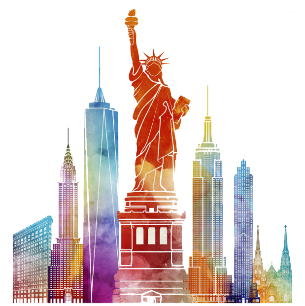 Newyorkcity city watercolor painting. Cityscape clipart picsart editing