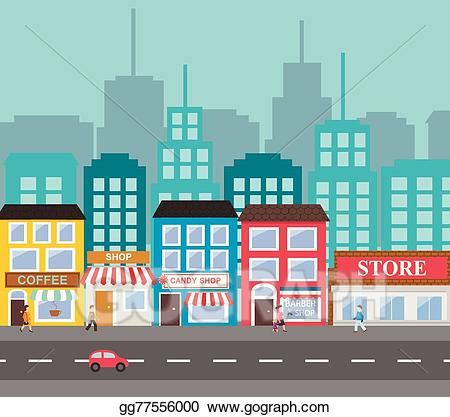 Cityscape clipart small town. Eps illustration urban landscape