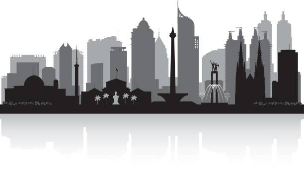 Cityscape clipart vector art. Royalty free silhouette of
