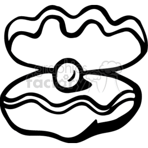 Pearl in a clam. Pearls clipart black and white