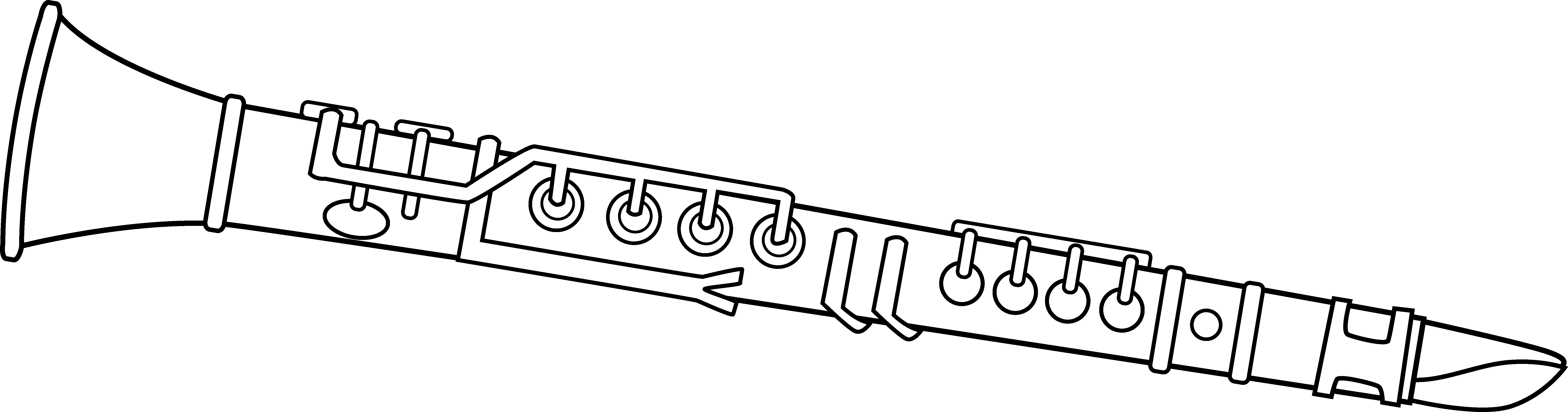 Black and white design. Clarinet clipart