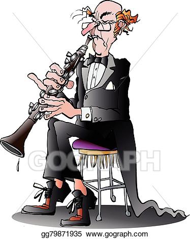 Vector stock classic illustration. Clarinet clipart clarinet player