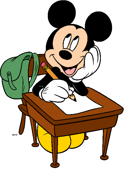 Clipart reading mickey mouse. Disney back to school