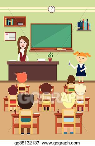 Vector school pupils and. Class clipart lesson