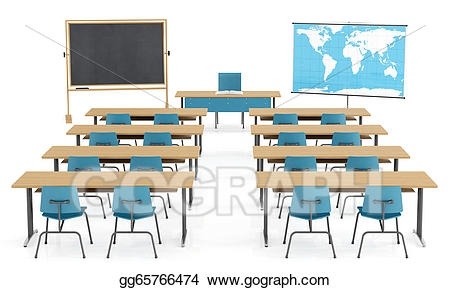 Class clipart set up. Stock illustration empty classroom