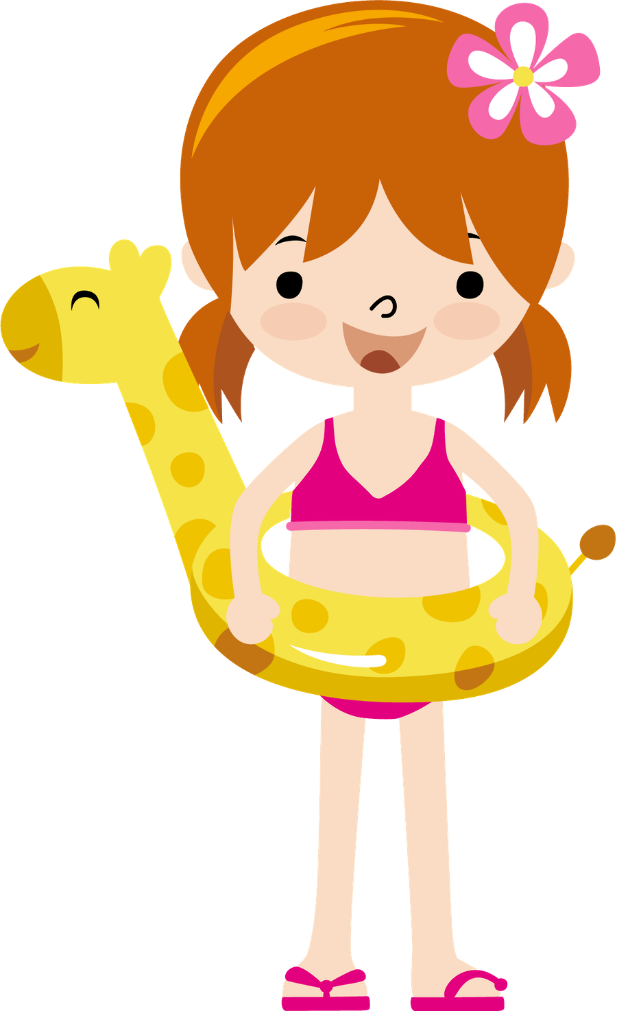 Swimsuit clipart cartoon. Summer little girl clip