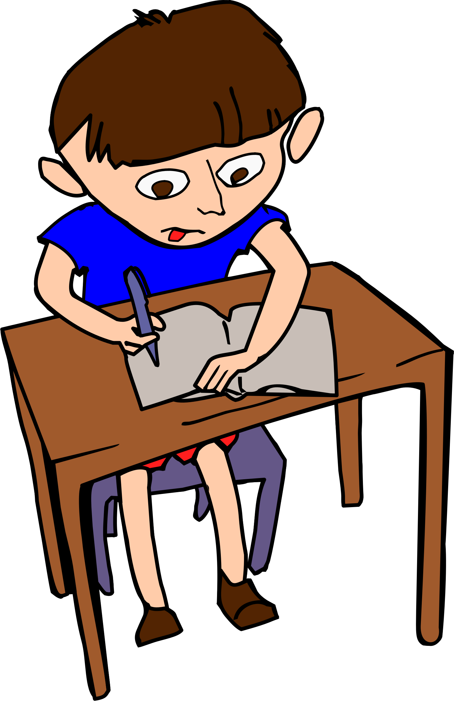Kid in classroom color. Intelligent clipart smart child