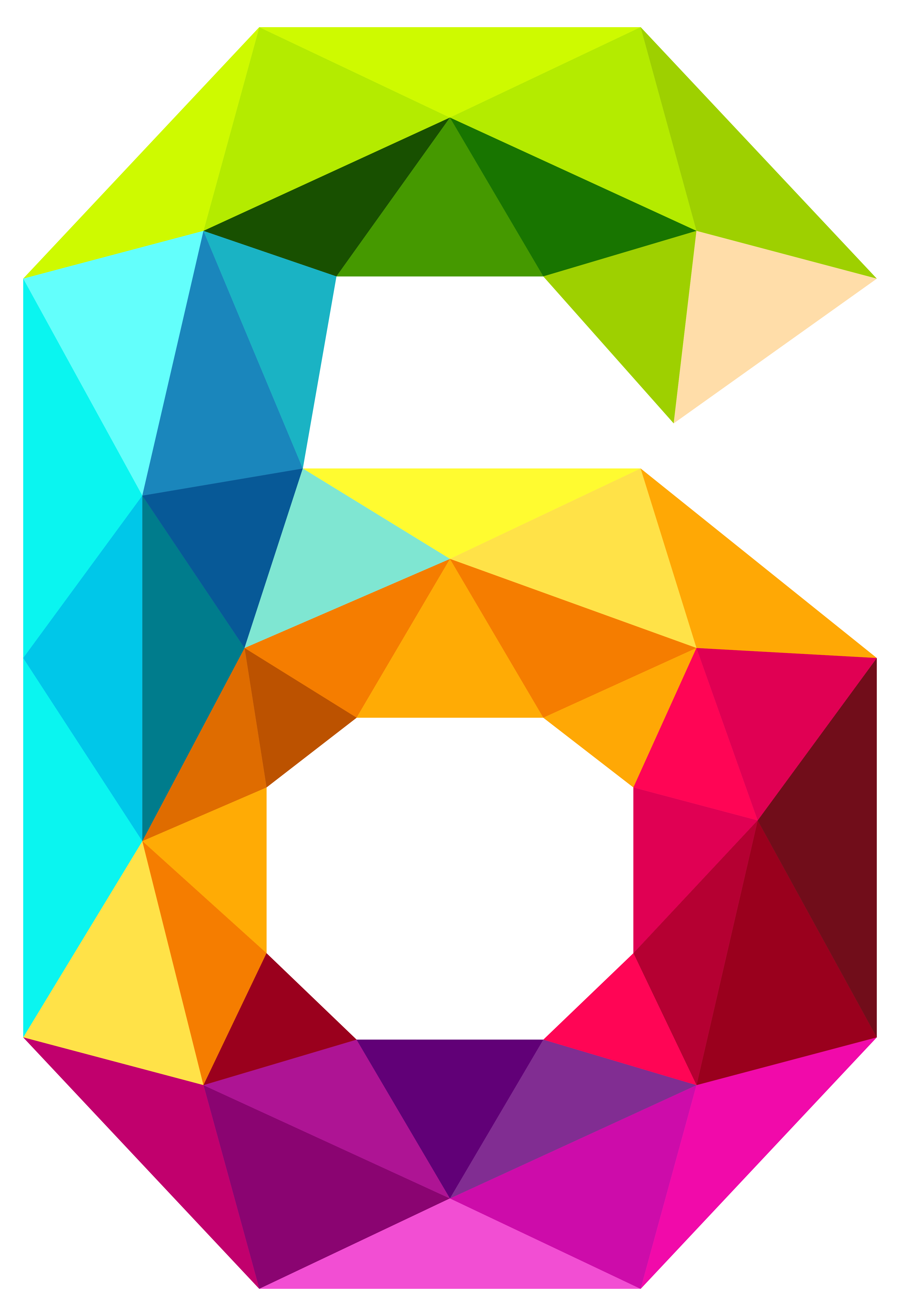 Clipart pig six. Colourful triangles number png