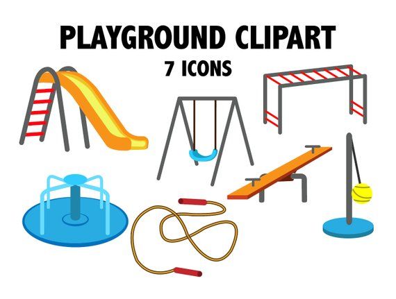 Playground yard park icons. Gym clipart clip art school