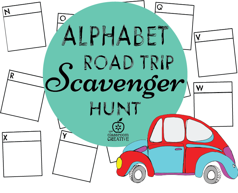 Library clipart scavenger hunt. Alphabet freebie road trip