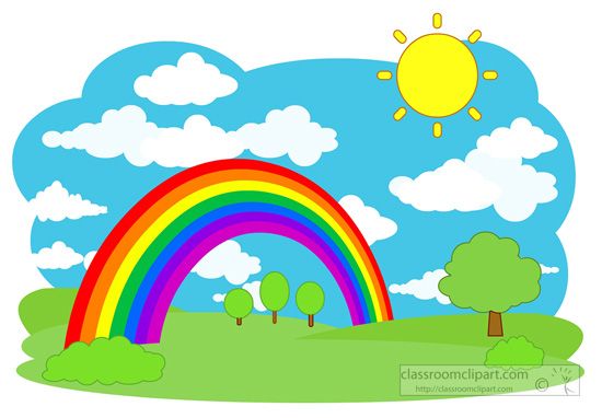 Landscape clipart rainbow. Weather trees sky clouds