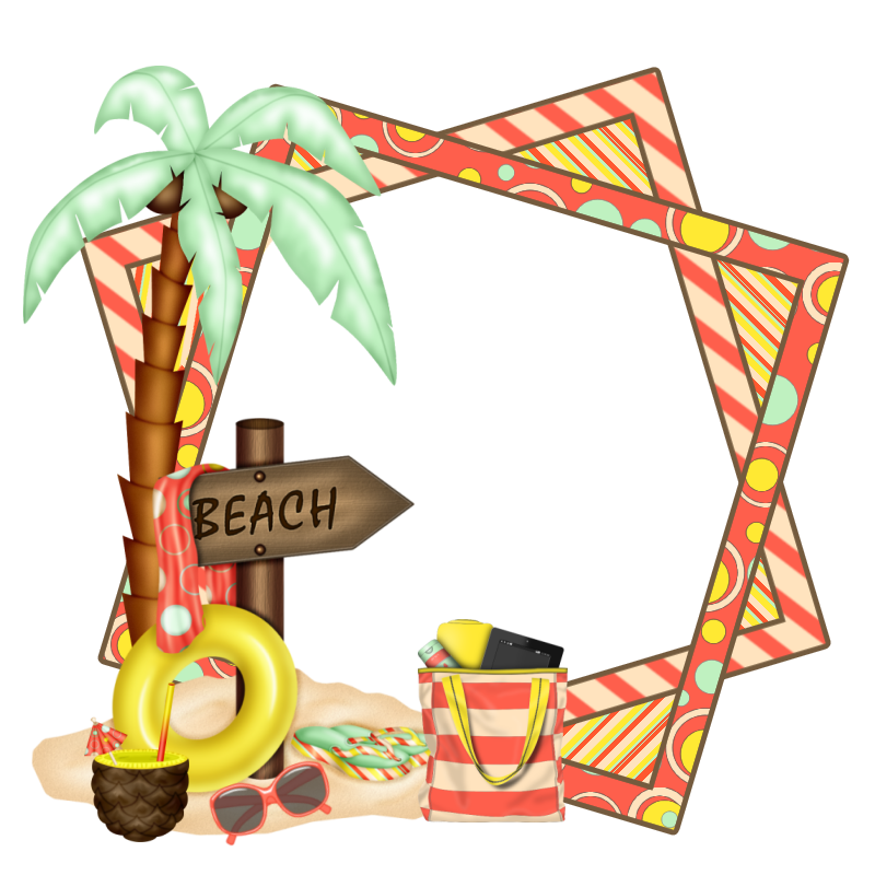 Beach cluster frame clip. Nautical clipart page borders