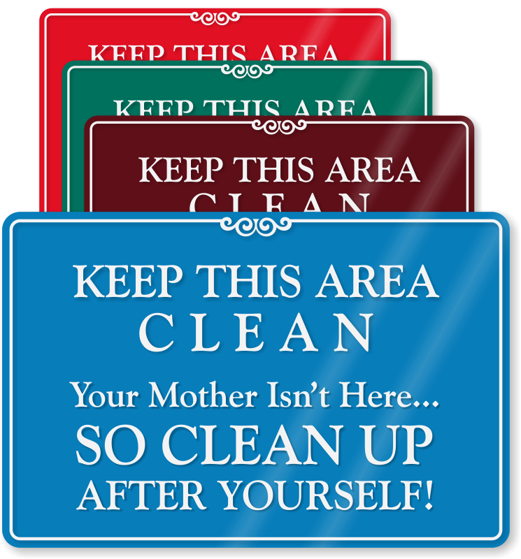 Cleaning clipart clean dinner table. Kitchen signs keep courtesy