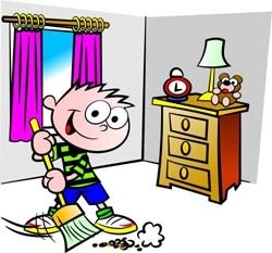 clipart child cleaning room
