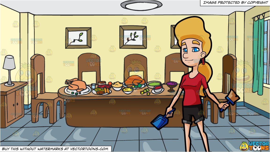 Cleaning clipart clean dinner table. Cartoon a woman thinking