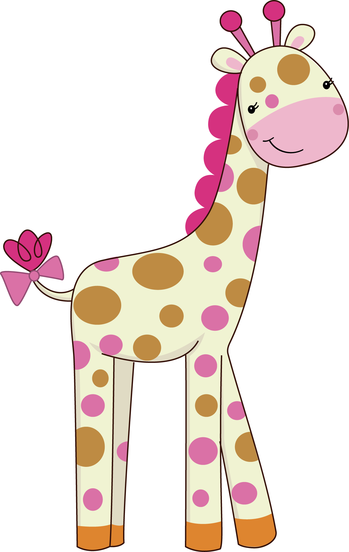 Pretty pink jungle animals. Deer clipart girly