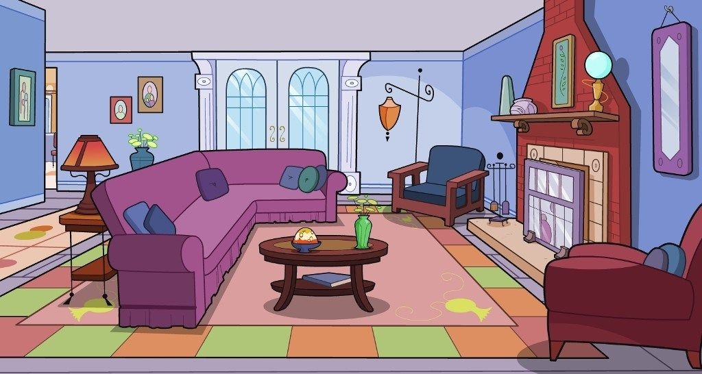 clean living room cartoon
