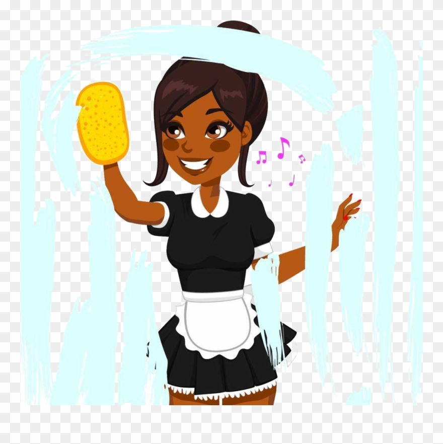 Clean clipart maid cleaning. Png download 