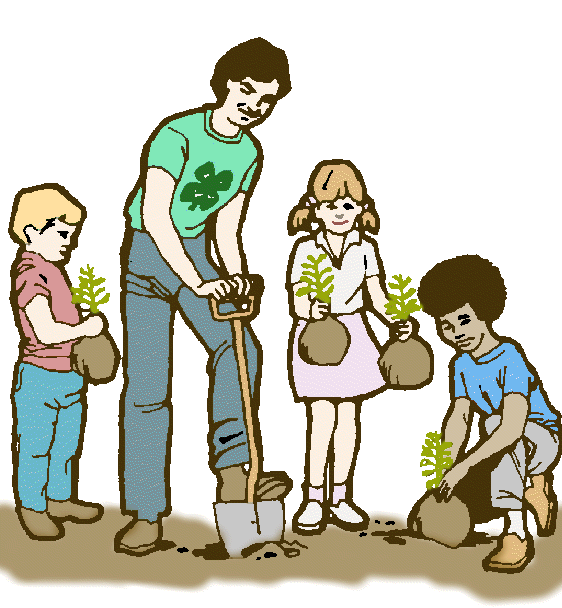 India environment plant trees. Clipart family planting