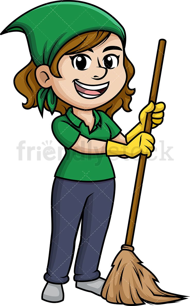 Woman the floor with. Clean clipart sweeping