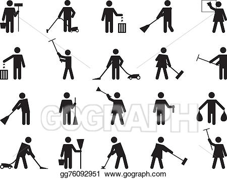 Stock illustration pictogram people. Cleaning clipart person