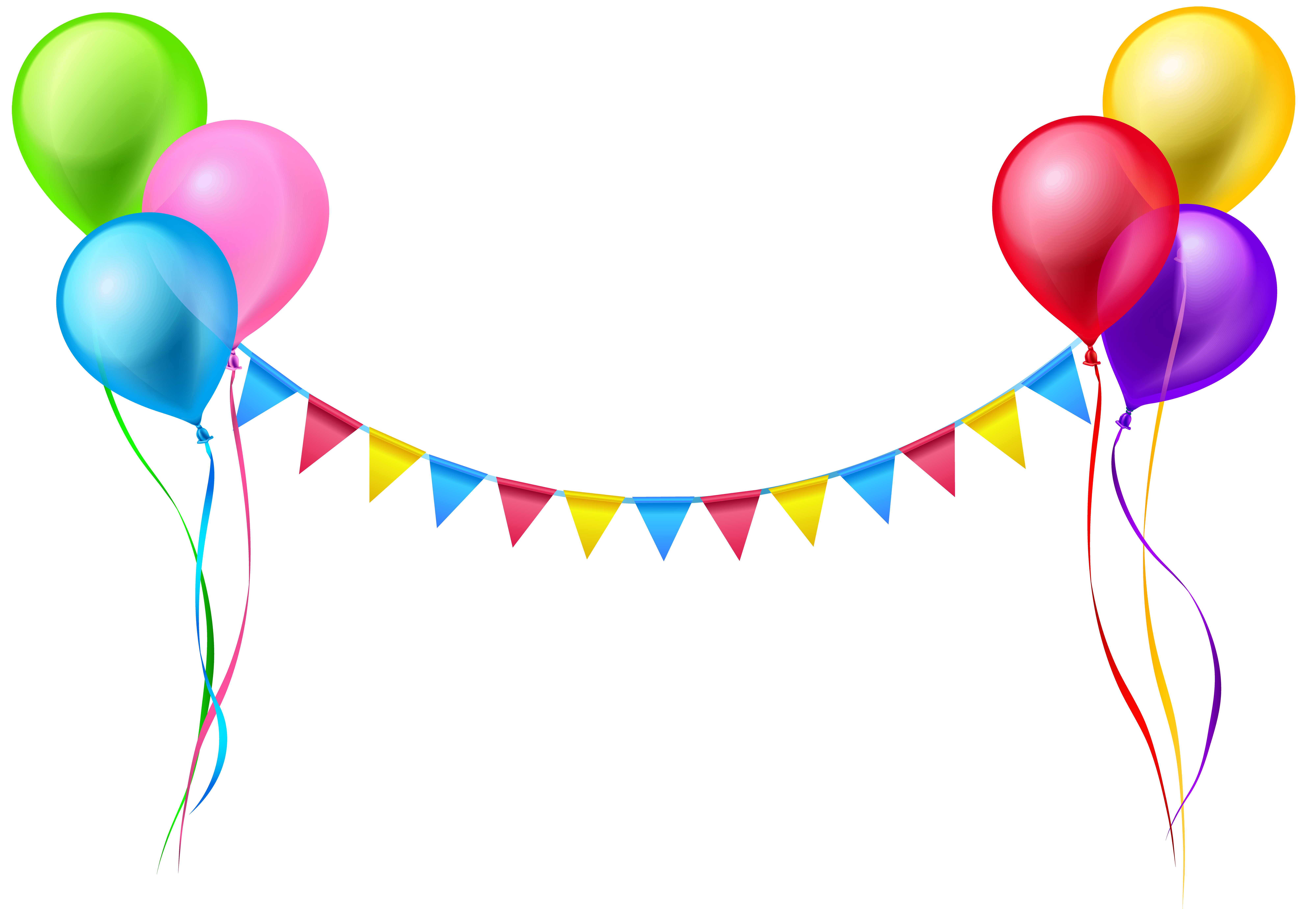 Clipart birthday streamer. And balloons png clip