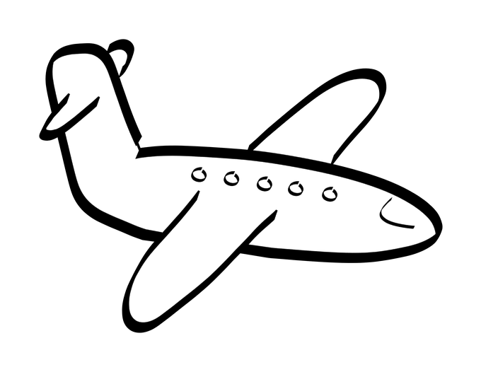 clipart airplane black and white