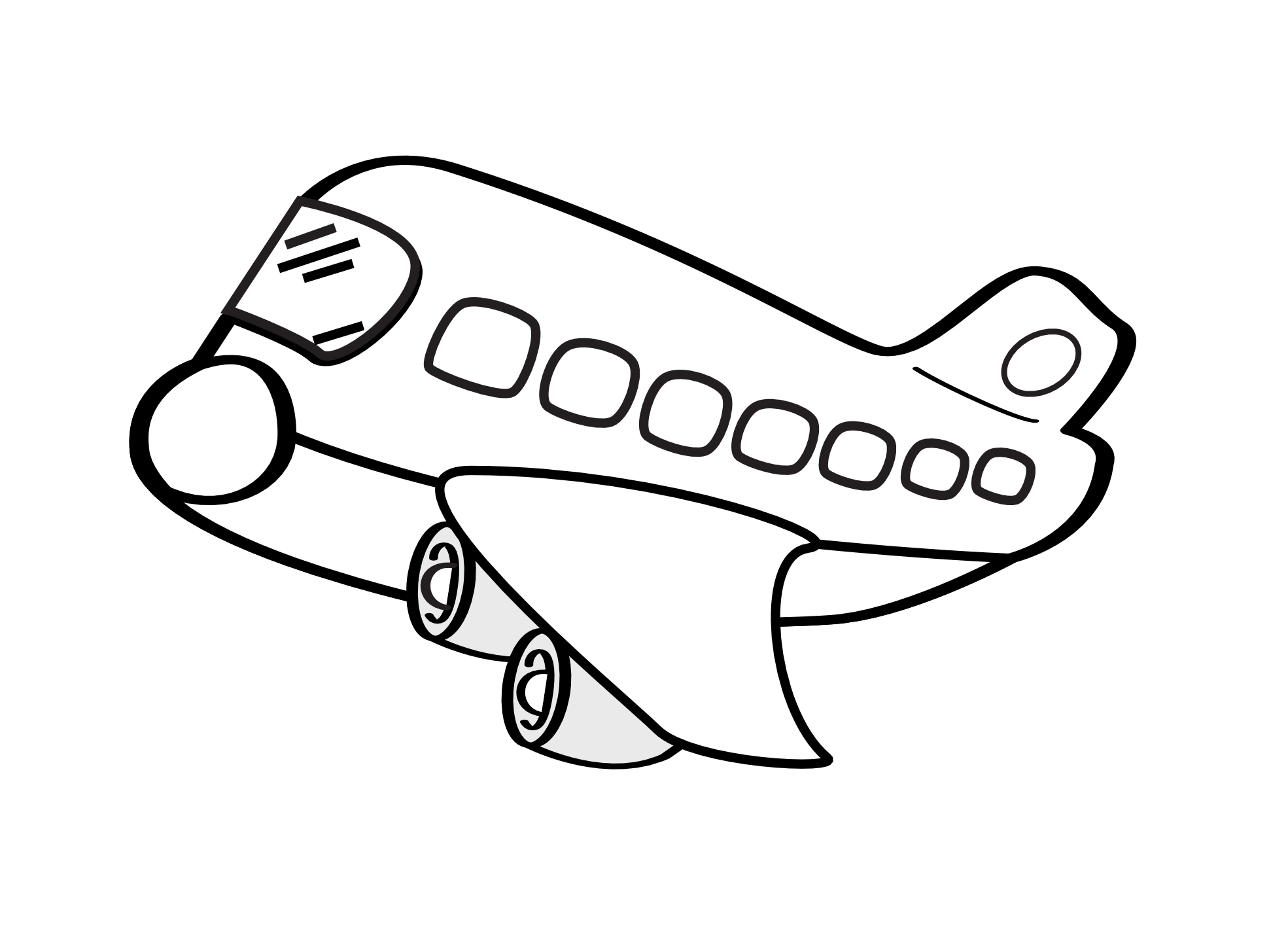 Windy clipart cartoon. Airplane black and white