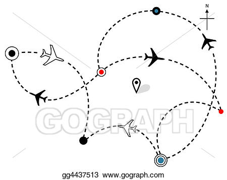 clipart airplane map