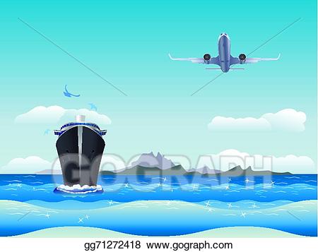 clipart airplane ship