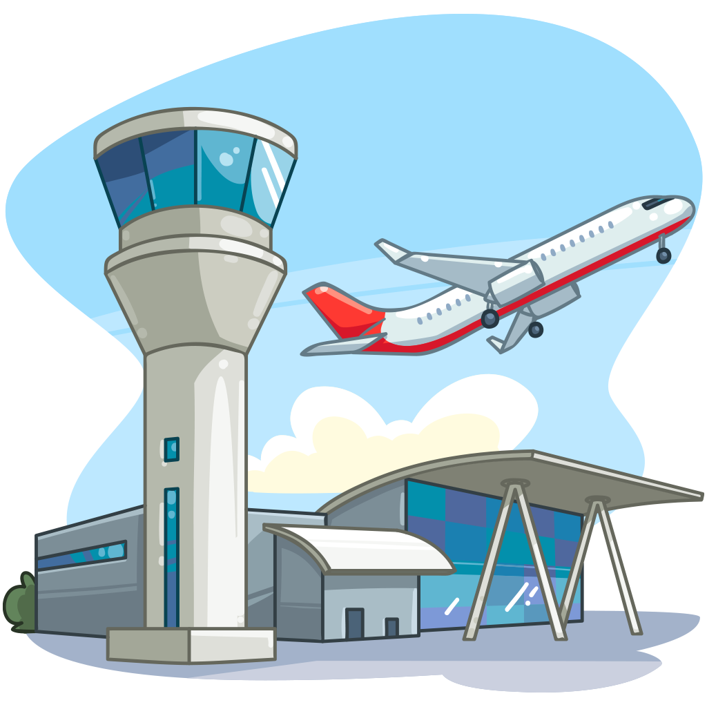 clipart airplane tower