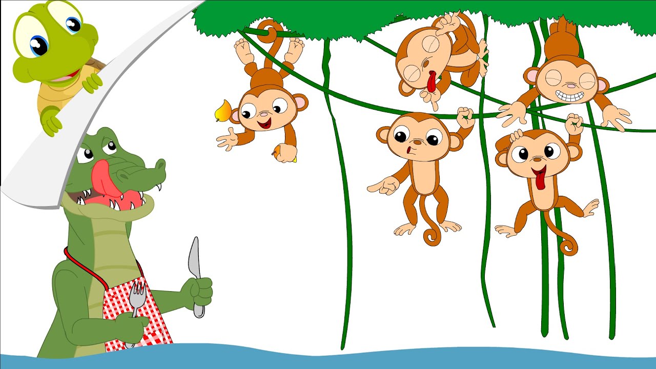 clipart alligator five little monkeys