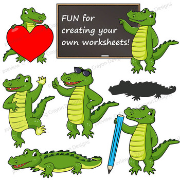 Small clip art set. Clipart alligator fun