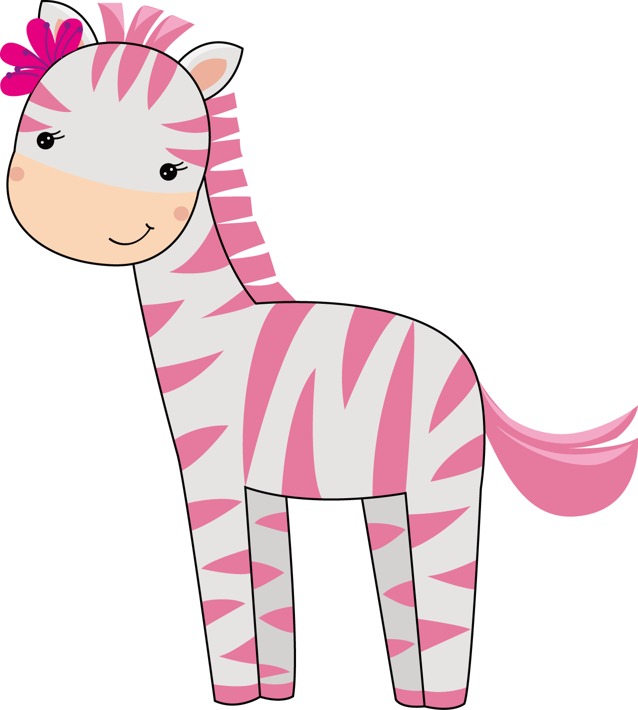Clipart zebra theme jungle. Pretty pink girly animals